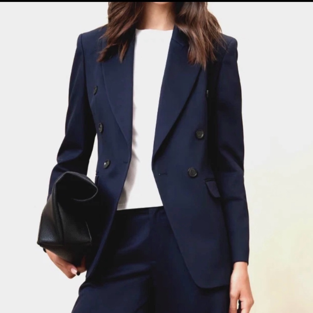 Banana Republic Stretch-Cotton Icon Blazer preppy navy size 6